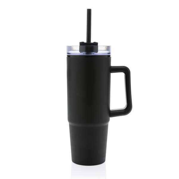 Obrázky: Černý termohrnek s uchem Tana 900ml, rec. plast, Obrázek 4