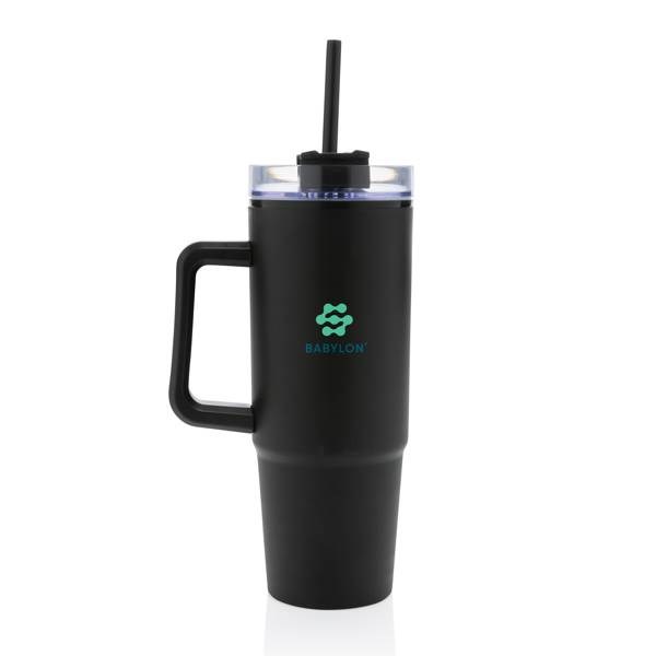 Obrázky: Černý termohrnek s uchem Tana 900ml, rec. plast, Obrázek 6