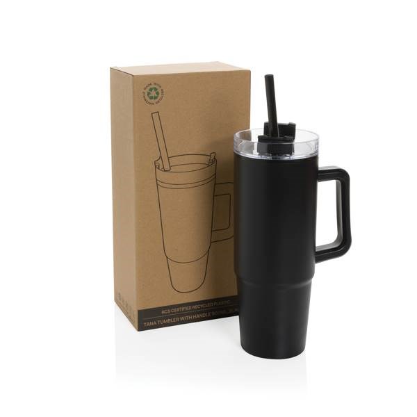 Obrázky: Černý termohrnek s uchem Tana 900ml, rec. plast, Obrázek 8