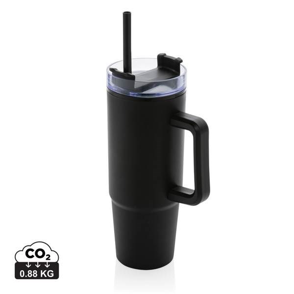 Obrázky: Černý termohrnek s uchem Tana 900ml, rec. plast, Obrázek 10