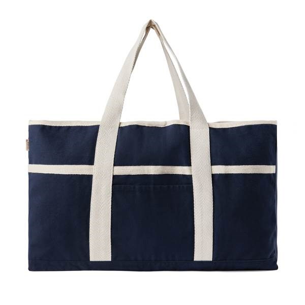 Obrázky: Modro/bílá plážová taška VINGA, recykl. canvas