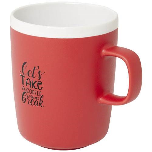 Obrázky: Červený keramický hrnek 310ml s bílým okrajem, Obrázek 4