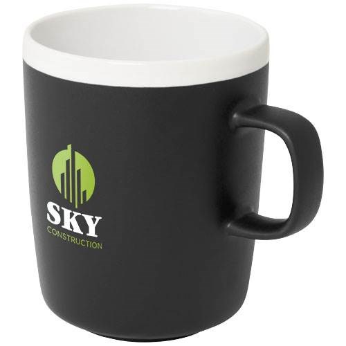 Obrázky: Černý keramický hrnek 310ml s bílým okrajem, Obrázek 4