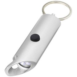 Obrázky: Stříbrná recyklo hliníková LED svítilna a otvírák