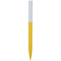 Obrázky: Žluté kuličkové pero, bílý klip, rec. plast, MN