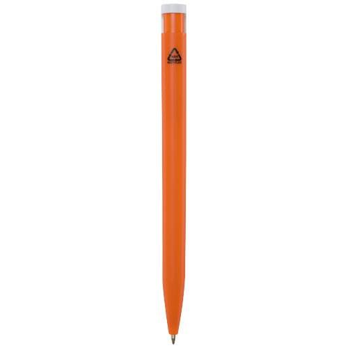 Obrázky: Oranžové kuličkové pero, bílý klip, rec. plast, MN, Obrázek 2