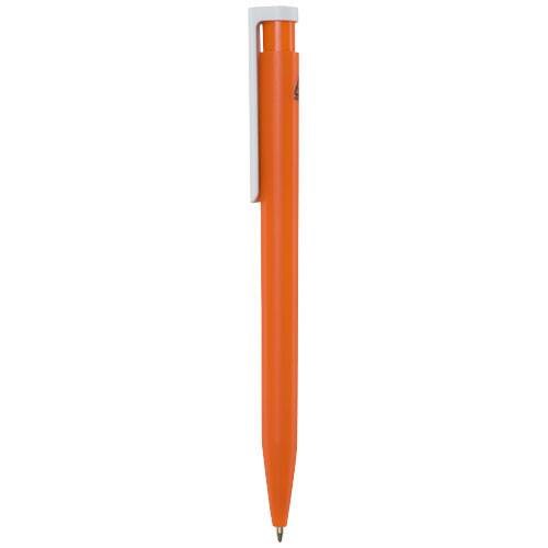 Obrázky: Oranžové kuličkové pero, bílý klip, rec. plast, MN, Obrázek 3