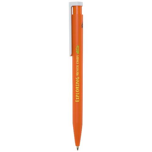 Obrázky: Oranžové kuličkové pero, bílý klip, rec. plast, MN, Obrázek 4