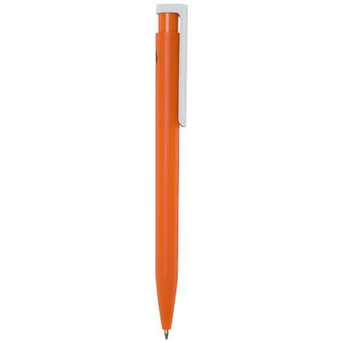 Obrázky: Oranžové kuličkové pero, bílý klip, rec. plast, MN, Obrázek 5