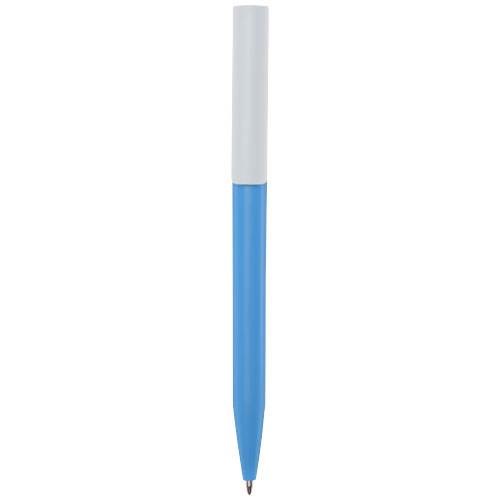 Obrázky: Sv. modré kuličkové pero, bílý klip, rec. plast, MN