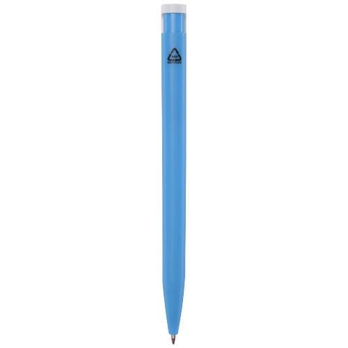 Obrázky: Sv. modré kuličkové pero, bílý klip, rec. plast, MN, Obrázek 2
