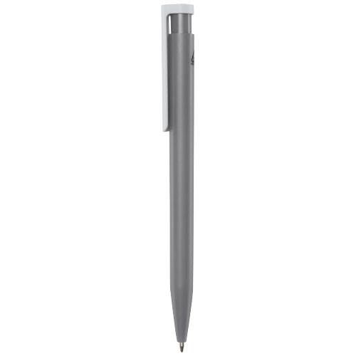 Obrázky: Šedé kuličkové pero, bílý klip, rec. plast, MN, Obrázek 3