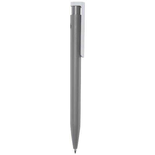 Obrázky: Šedé kuličkové pero, bílý klip, rec. plast, MN, Obrázek 5