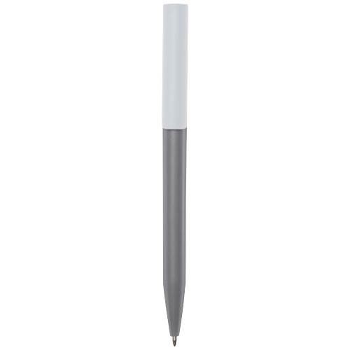 Obrázky: Šedé kuličkové pero, bílý klip, rec. plast, ČN