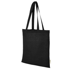 Obrázky: Černá 100g nákupní taška z bavlny, certif. GOTS