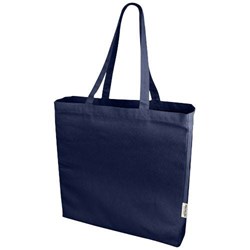 Obrázky: Tm. modrá recykl. nákupní taška 220g,dlouhé držadla
