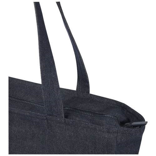 Obrázky: Džínově modrá recyklov. nákupní taška se zipem,500g, Obrázek 3