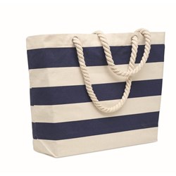 Obrázky: Pruhovaná modrá bavlněná plážová/nákupní taška