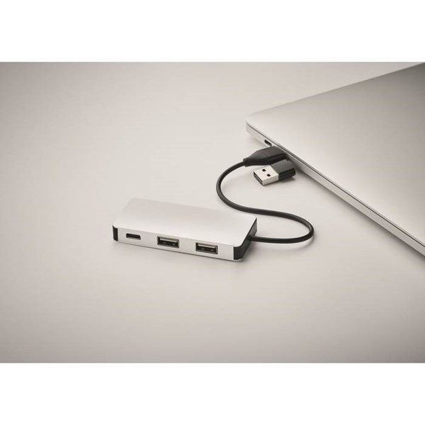 Obrázky: USB rozbočovač s 20cm kabelem, bílý, Obrázek 5