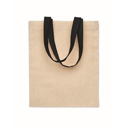 Obrázky: Přírodní malá bavlněná taška 140g, černá držadla