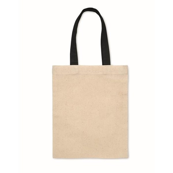 Obrázky: Přírodní malá bavlněná taška 140g, černá držadla, Obrázek 2