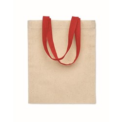 Obrázky: Přírodní malá bavlněná taška 140g, červená držadla