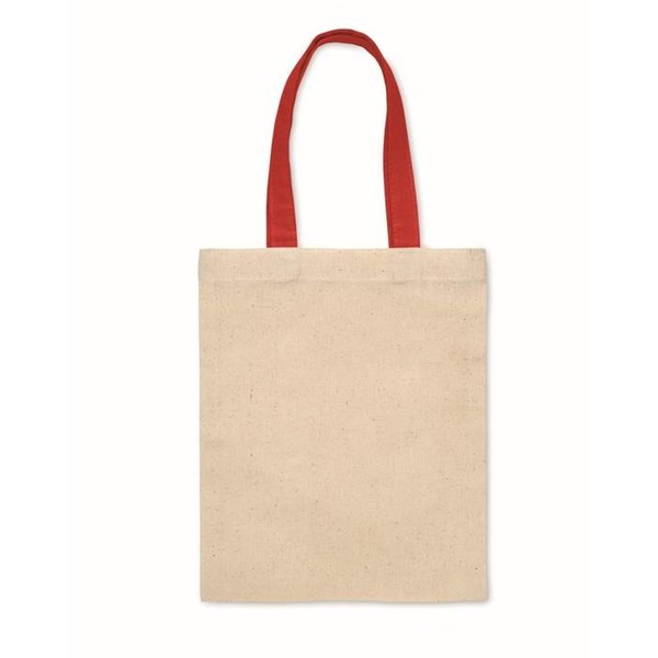 Obrázky: Přírodní malá bavlněná taška 140g, červená držadla, Obrázek 2