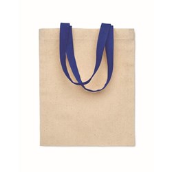 Obrázky: Přírodní malá bavlněná taška 140g, modrá držadla