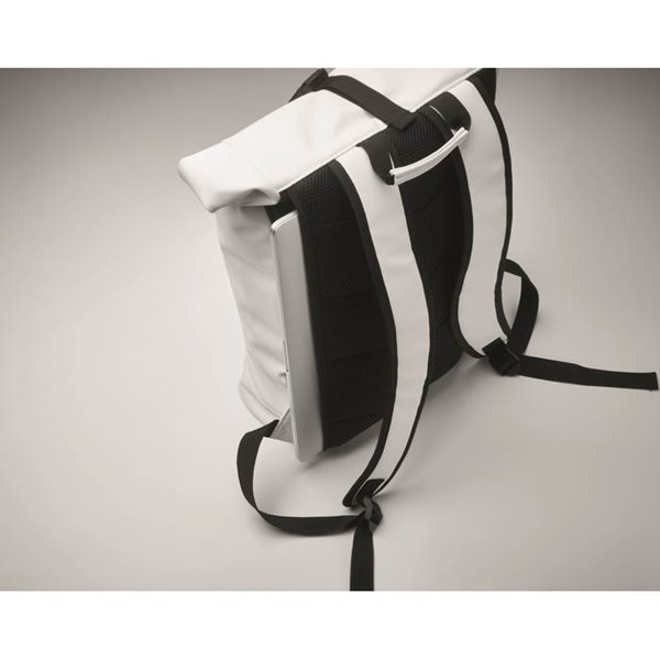 Obrázky: Bílý rolovací batoh na notebook s polst. zády, Obrázek 4