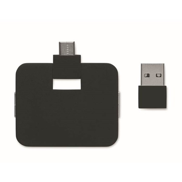 Obrázky: 4portový USB rozbočovač, černý, Obrázek 2