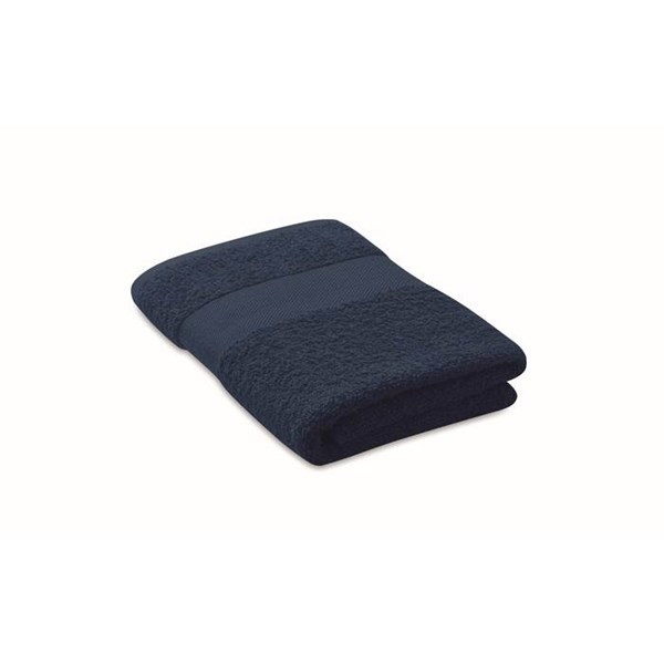 Obrázky: Tm. modrý ručník z bio bavlny 50x30 cm 360g/m2