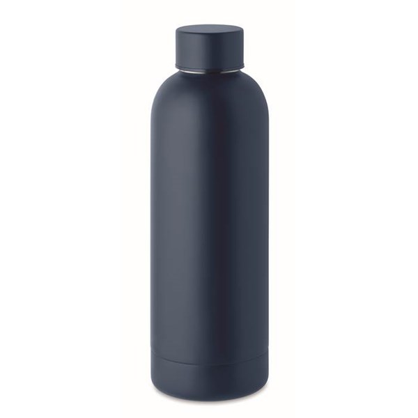 Obrázky: Dvoustěnná recykl. nerez láhev 0,5l, tmavě modrá