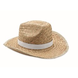 Obrázky: Přírodní slaměný klobouk s bílou PE stuhou