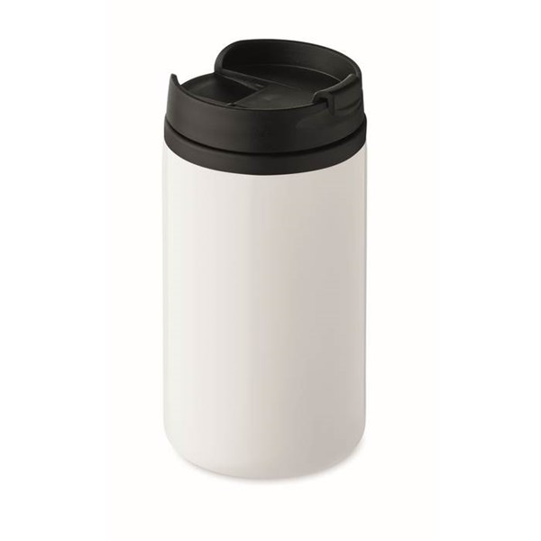 Obrázky: Bílý dvoustěnný nerezový hrnek, objem 250 ml