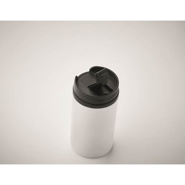 Obrázky: Bílý dvoustěnný nerezový hrnek, objem 250 ml, Obrázek 2
