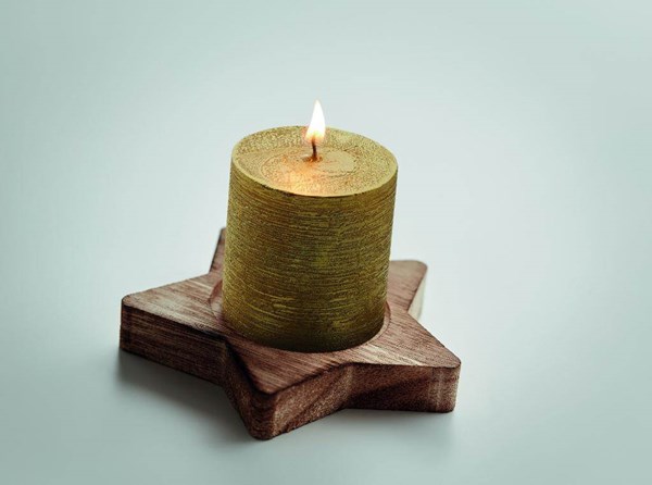 Obrázky: Zlatá svíčka s dřev. stojánkem ve tvaru hvězdy, Obrázek 2