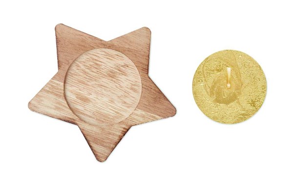 Obrázky: Zlatá svíčka s dřev. stojánkem ve tvaru hvězdy, Obrázek 3