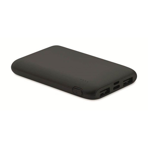 Obrázky: Powerbanka 5000 mAh z recykl. ABS, černá