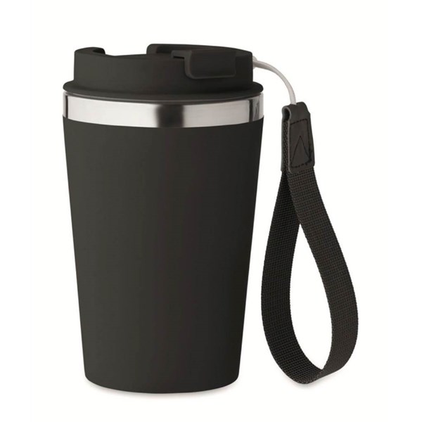 Obrázky: Černý termohrnek z rec. oceli 350 ml s poutkem