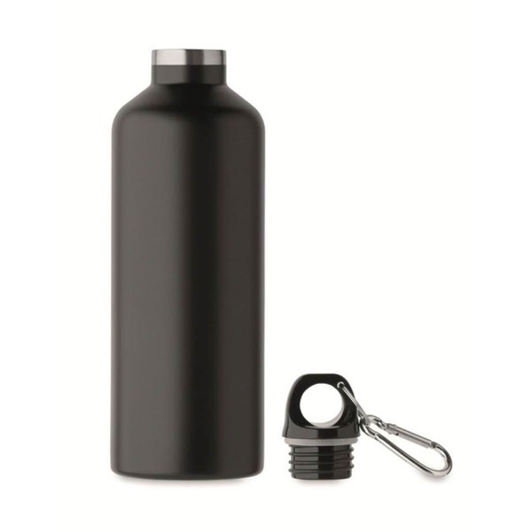 Obrázky: Dvoustěnná láhev 500 ml z recykl. nerezu, černá, Obrázek 2