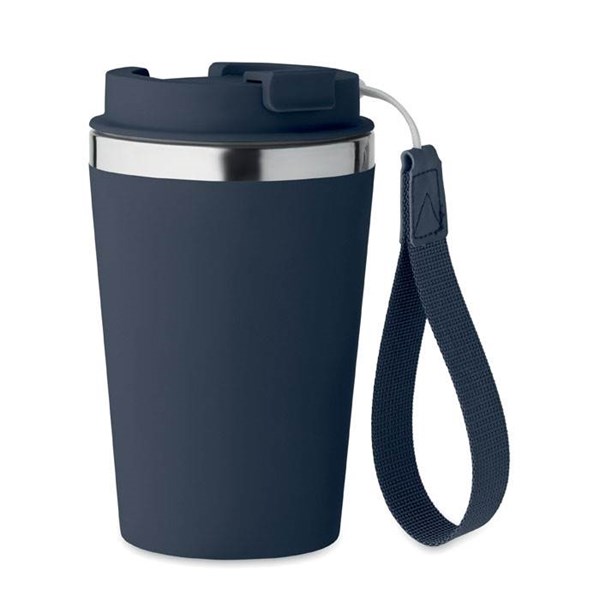 Obrázky: Nám. modrý termohrnek z rec. oceli 350 ml s poutkem