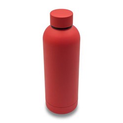 Obrázky: Červená nerez. termoska 500 ml s pogum.povrchem