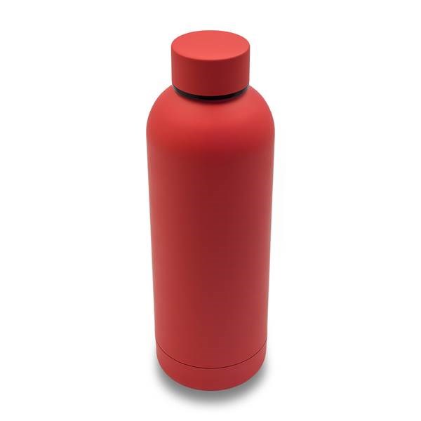 Obrázky: Červená nerez. termoska 500 ml s pogum.povrchem