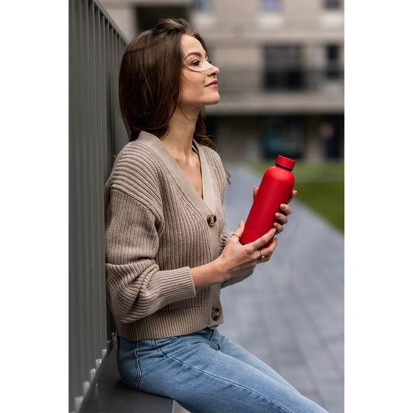 Obrázky: Červená nerez. termoska 500 ml s pogum.povrchem, Obrázek 3