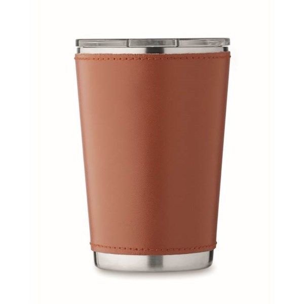 Obrázky: Dvoustěn.nerez.termohrnek 350 ml s PU obalem, hnědý, Obrázek 4