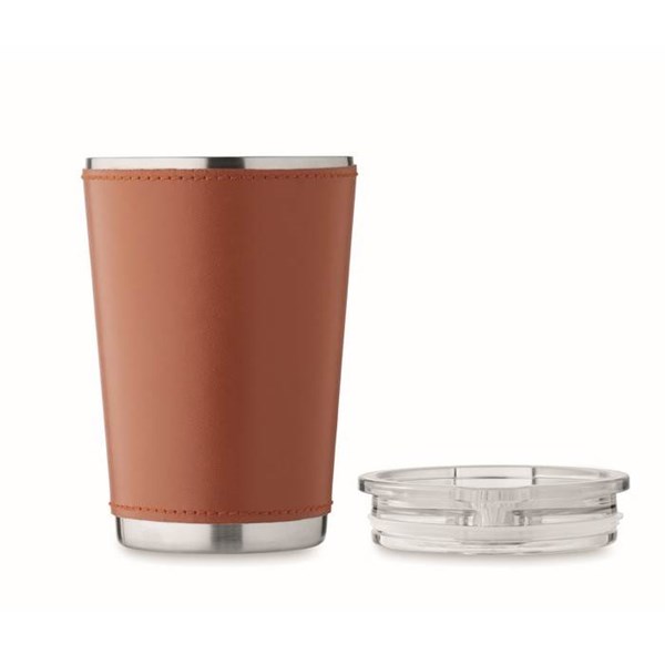 Obrázky: Dvoustěn.nerez.termohrnek 350 ml s PU obalem, hnědý, Obrázek 5