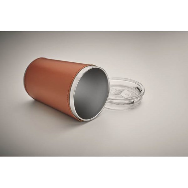 Obrázky: Dvoustěn.nerez.termohrnek 350 ml s PU obalem, hnědý, Obrázek 6