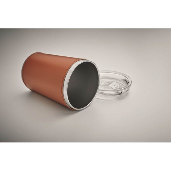 Obrázky: Dvoustěn.nerez.termohrnek 350 ml s PU obalem, hnědý, Obrázek 7
