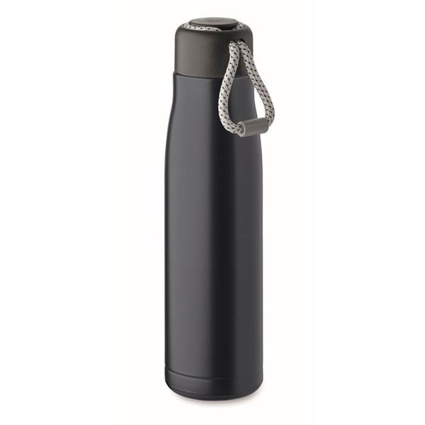 Obrázky: Dvoustěnná nerez. láhev s poutkem 500 ml, nám.modrá