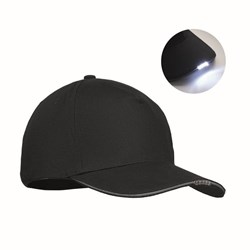 Obrázky: Černá pětidílná baseball. čepice 220g s LED světlem